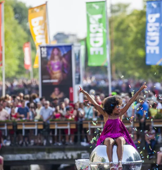 Canal Gay Parade celebrate on a boat in the Prinsengracht in Amsterdam, the Netherlands August 4, 2018
