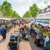 People shopping at the Van der Pekmarkt