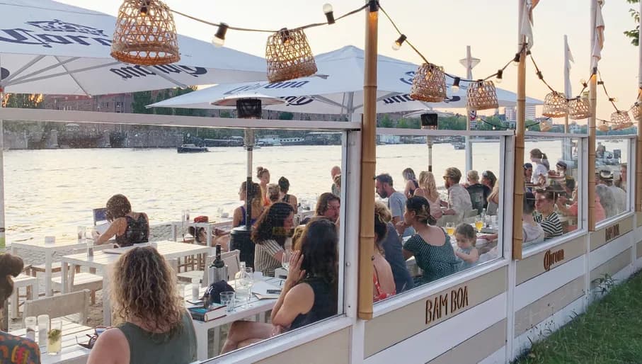 Bam Boa restaurant terrace next to the Amstel river