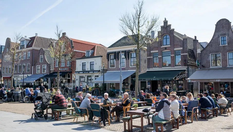 Koemarkt terraces and marketplace in Purmerend.
