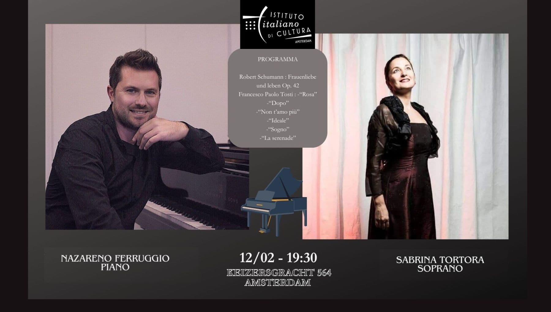 Nazareno Ferruggio, piano, en Sabrina Tortora, sopraan in concert