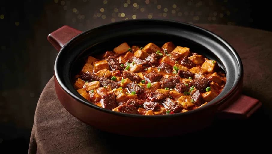 Wagyu Mapu Tofu dish at Amber Garden