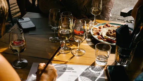 Chateau wine bar terrace table setting