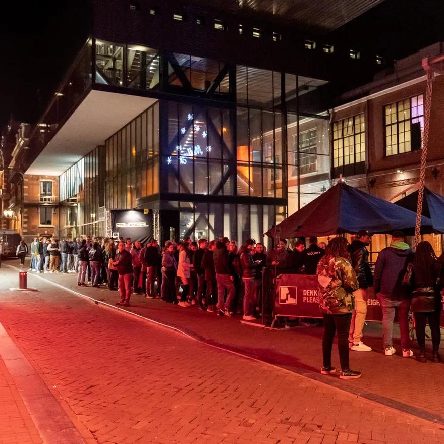 People in line for the Melkweg during Amsterdam Dance Event (ADE) 2022.