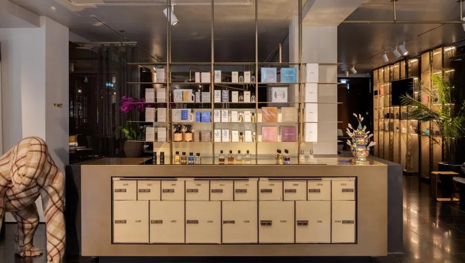 Interior cosmetics display at X Bank design showroom