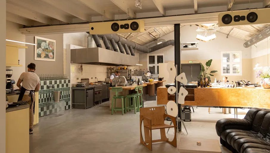 Modern design interiors and chefs working at Bennies restaurant