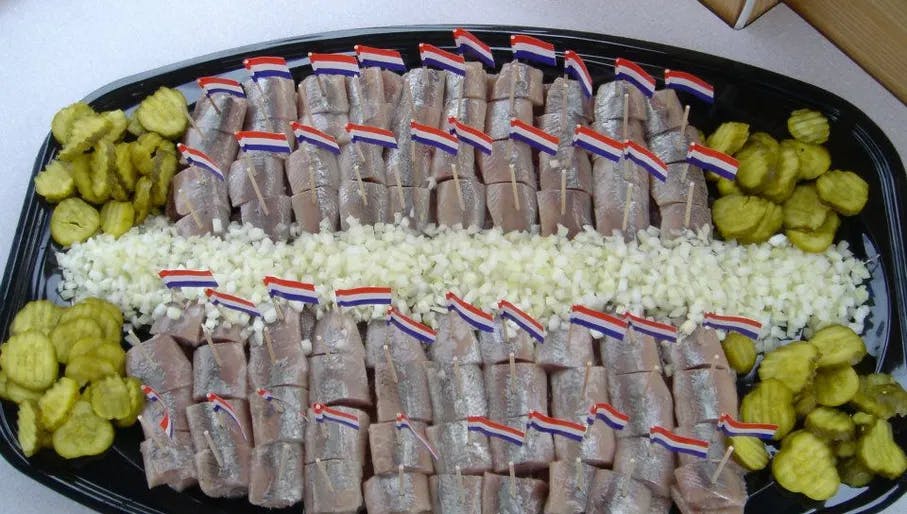 Plate of Hollandse Nieuwe haring herring