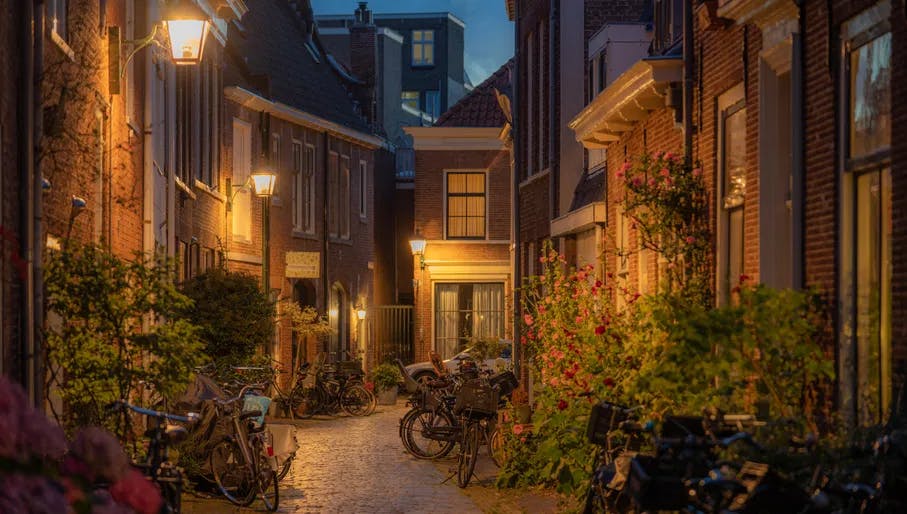 Townhouses alley in Haarlem