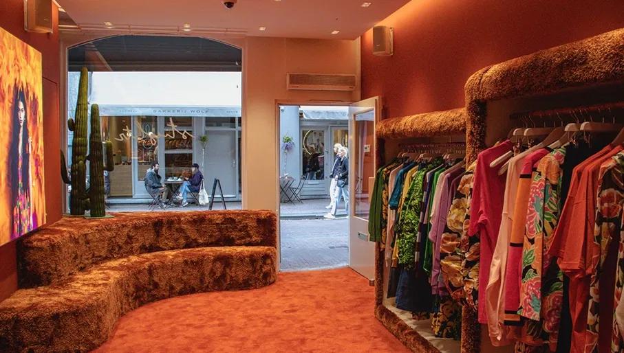 Clothing rails in interior of Stieglitz fashion store