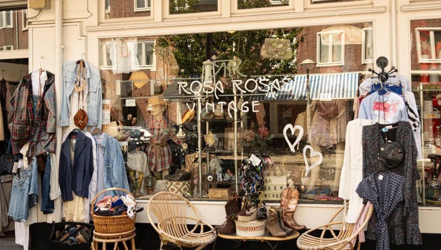 Vintage clothes outside Rosa Rosa vintage store