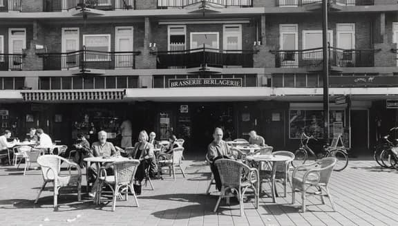 Sitting on terrace at Mercatorplein archive photo