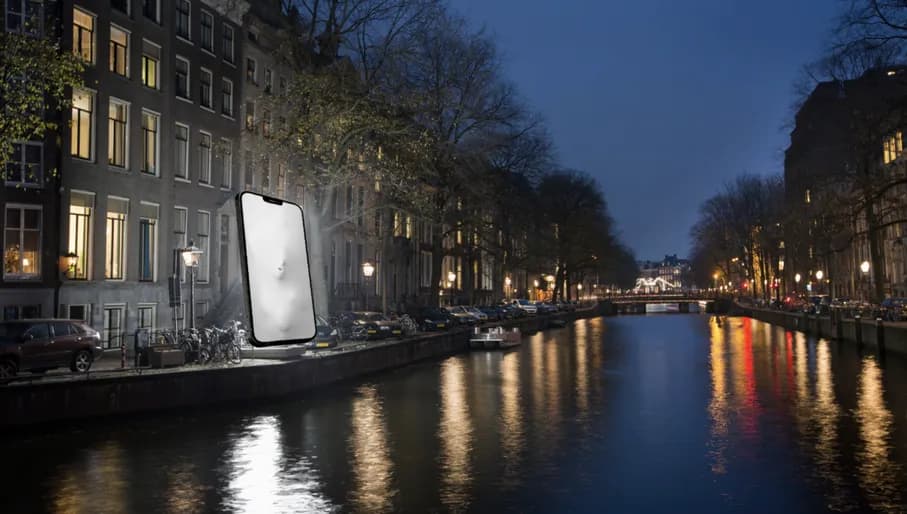 Amsterdam Light Festival ALF 2023 artist impression of Cell Phone artwork by Liam Campbell