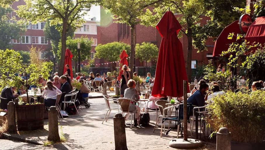 People drinking on a terrace