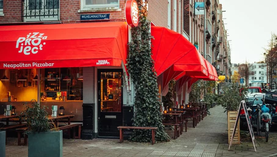 Pizza Project exterior and terrace during the day