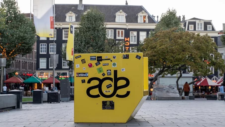 Amsterdam Dance Event (ADE) cube on Rembrandtplein.