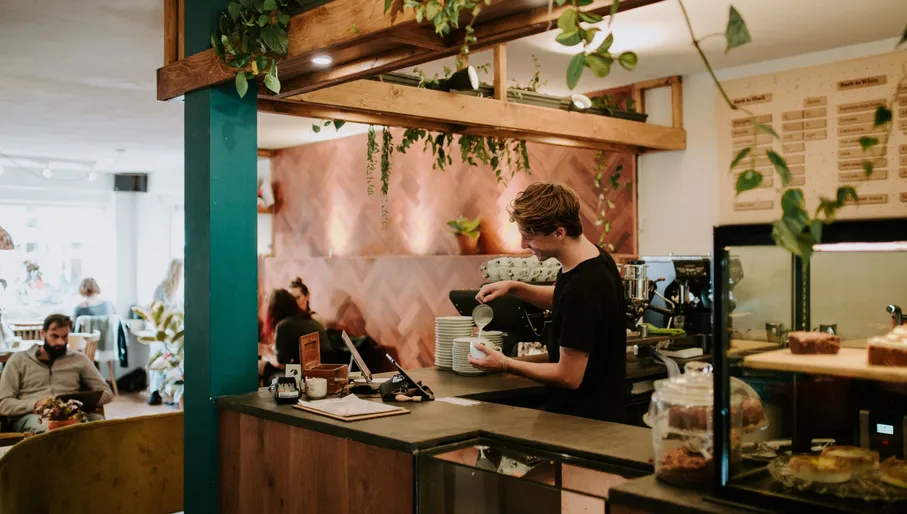 Back to Black café barista making a coffee