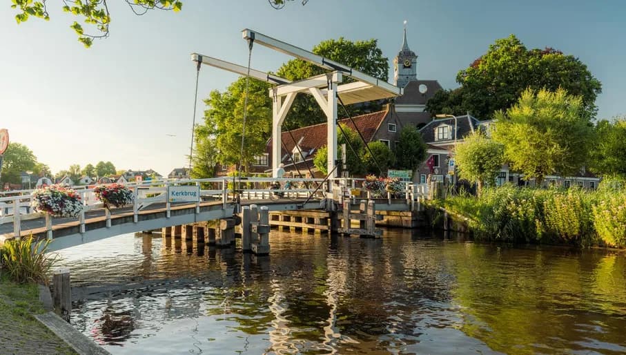 The 'Kerkbrug'(churce bridge) over the river Amstel in the village of Oudekerk aan de Amstel.
